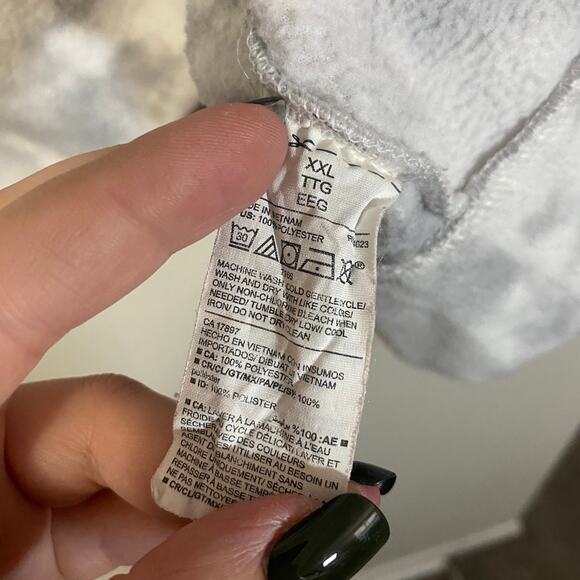 Old Navy Funnel-Neck Cropped Microfleece Sweatshirt White Grey Tie Dye Sz XXL - Picture 7 of 9